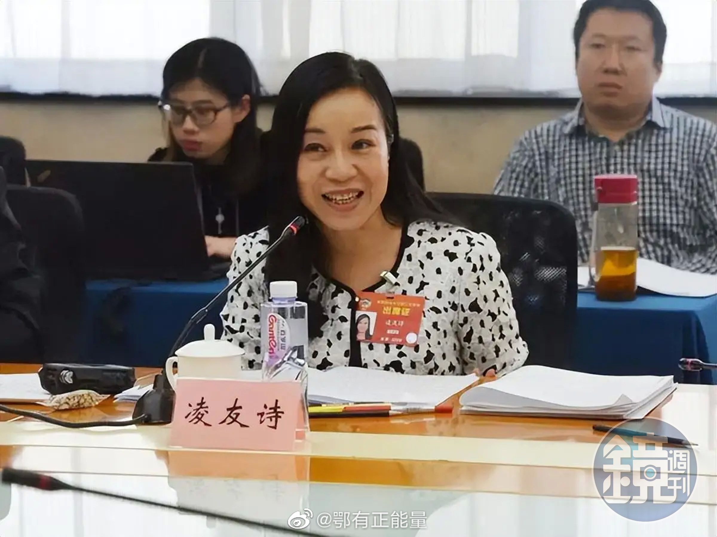 凌友詩因擔任中共人大涉違反《兩岸條例》遭罰50萬元,她反嗆拒繳。(翻攝自微博@鄂有正能量)