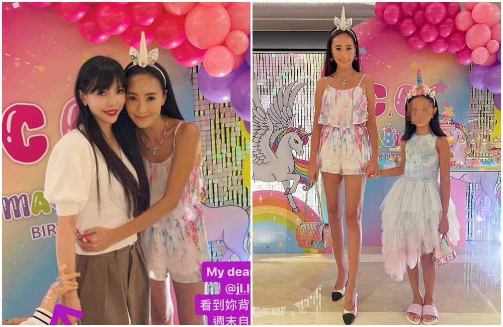 李靚蕾（左圖左）現身關穎女兒CC的生日宴。（翻攝關穎IG）