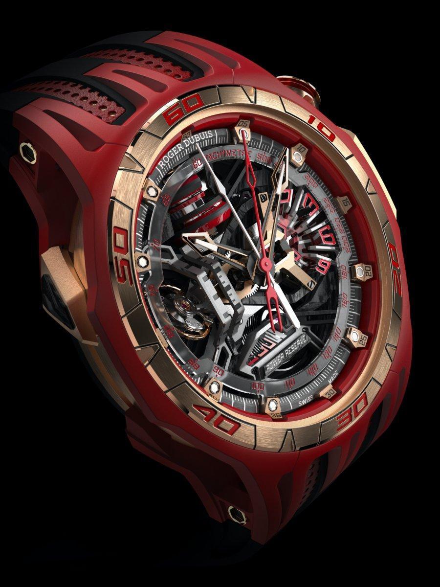 ROGER DUBUIS Monovortex™ Split-Seconds Chronograph「概念錶」，總共結合三項創新發明：「渦輪轉子」圓柱形自動上鏈擺陀；「錐形」陀飛輪，以及「一百二十度旋轉分鐘計時盤」雙追針計時結構，全都是錶壇前所未見的東西。