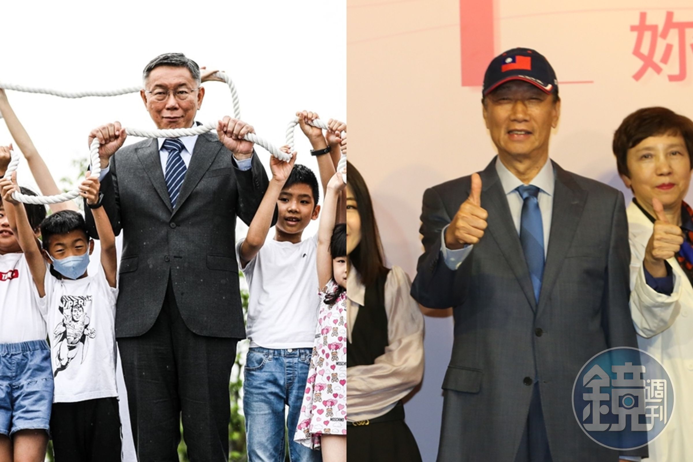 柯文哲(左)與郭台銘(右)合作可能性高,近日柯文哲更稱會找時間去拜訪郭。(本刊資料照)