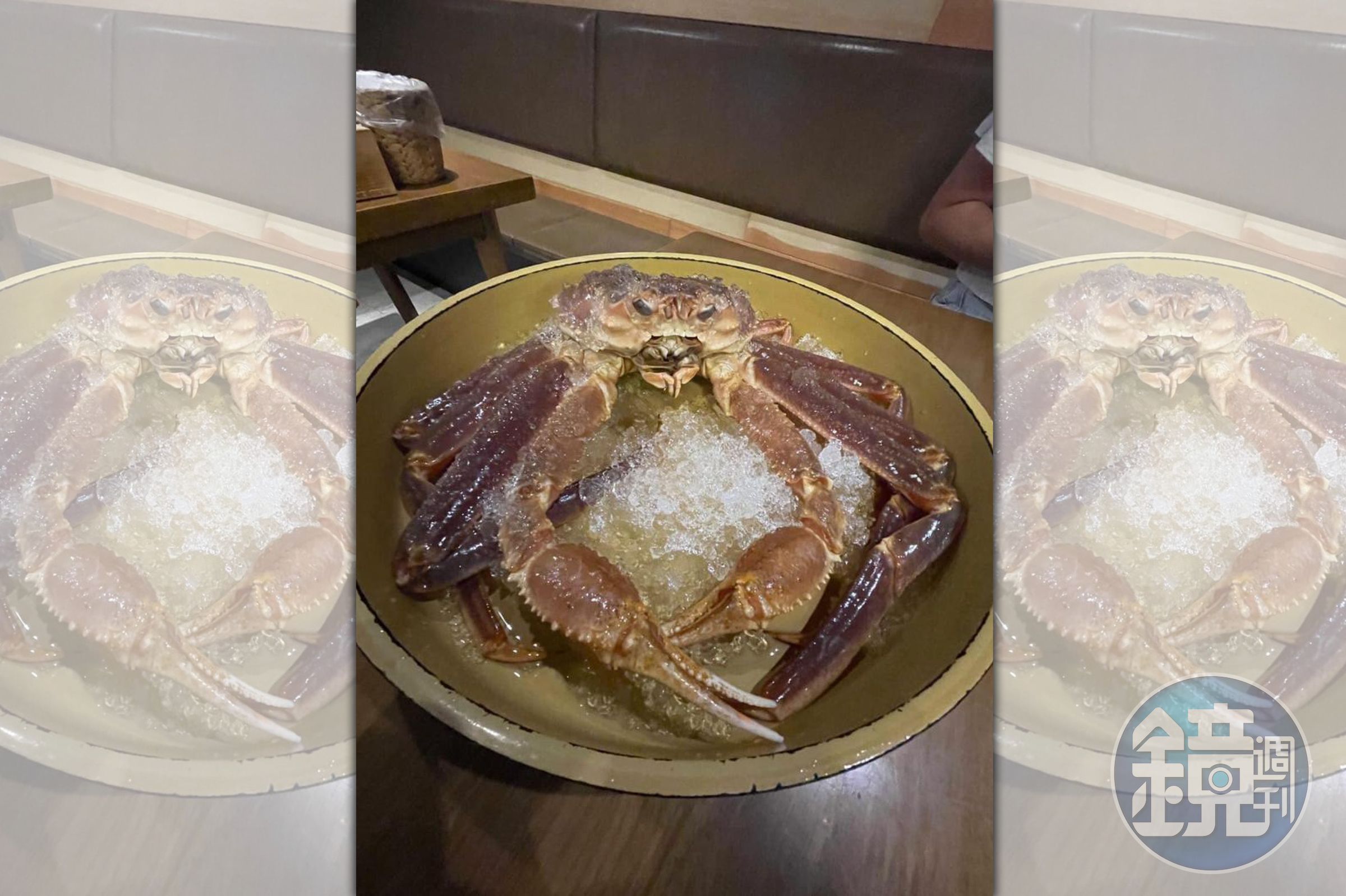 女網友預訂1隻活體松葉蟹食用，到餐廳後竟變成死的，價格還不變。（翻攝自爆料公社）