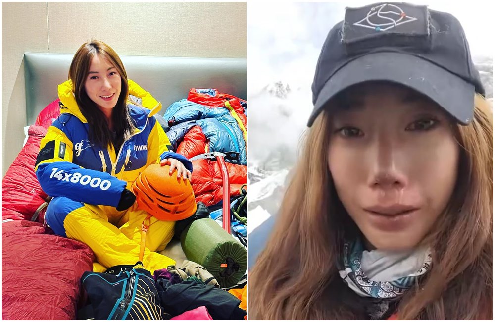 曾格爾無氧攀登聖母峰宣告失敗，拍影片痛哭流涕。（翻攝曾格爾臉書）