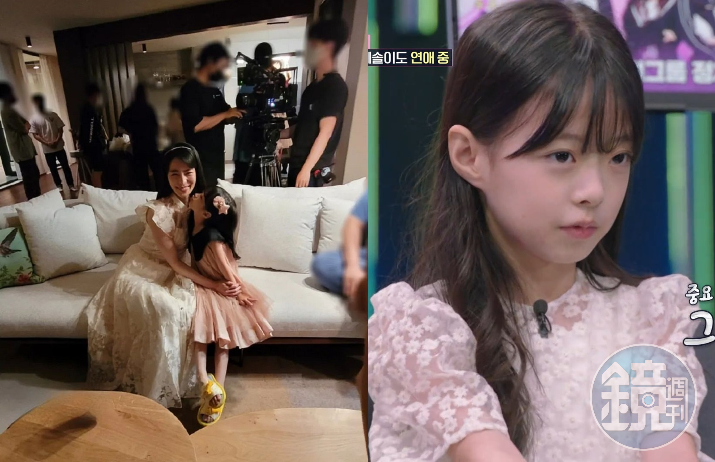 吳智律（左圖右）在《黑暗榮耀》中飾演林知衍（左圖左）的女兒，昨在綜藝節目《強心臟聯盟》公開自己目前有交往對象。（左圖翻攝自吳智律Instagram，右圖翻攝自愛奇藝國際站）
