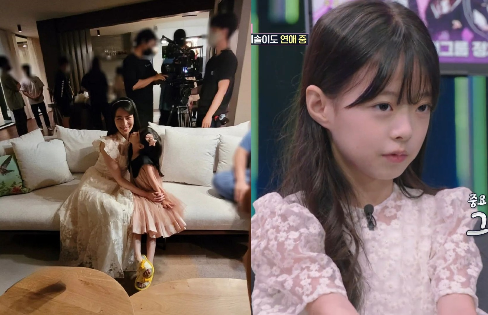 吳智律（左圖右）在《黑暗榮耀》中飾演林知衍（左圖左）的女兒，昨在綜藝節目《強心臟聯盟》公開自己目前有交往對象。（左圖翻攝自吳智律Instagram，右圖翻攝自愛奇藝國際站）