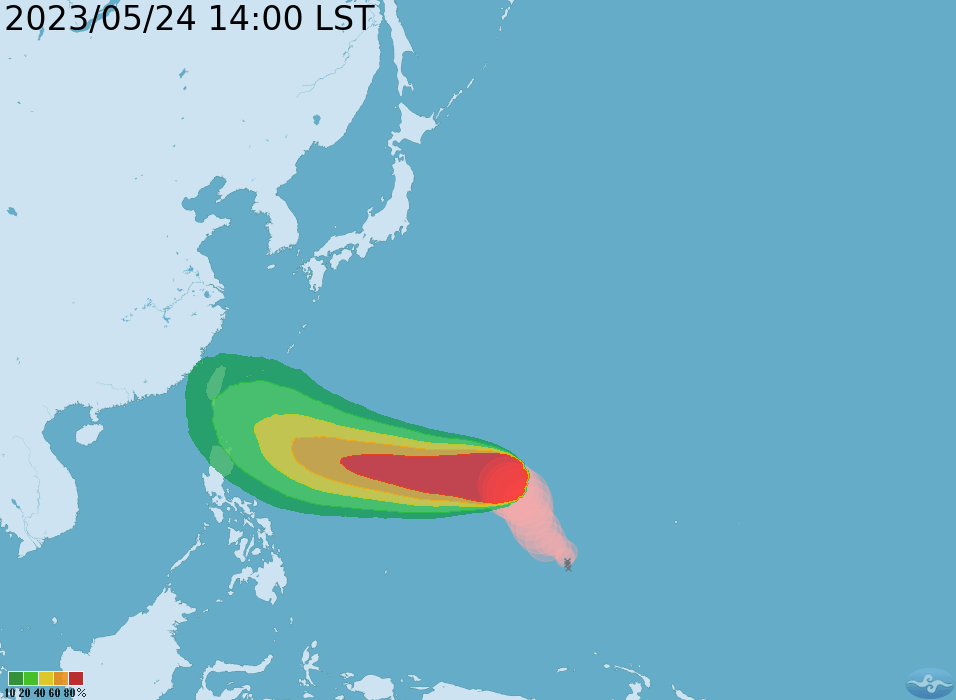 颱風瑪娃生成後,已影響到台灣未來的天氣,不利於梅雨滯留鋒面的形成。(中央氣象局提供)