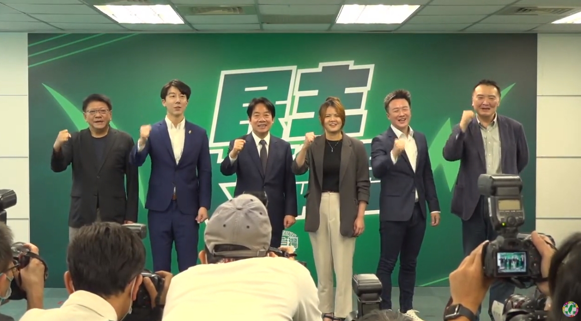 賴清德宣布徵召吳崢、曾柏瑜、李正皓，投入新北市立委選戰。（翻攝自民進黨YouTube直播）