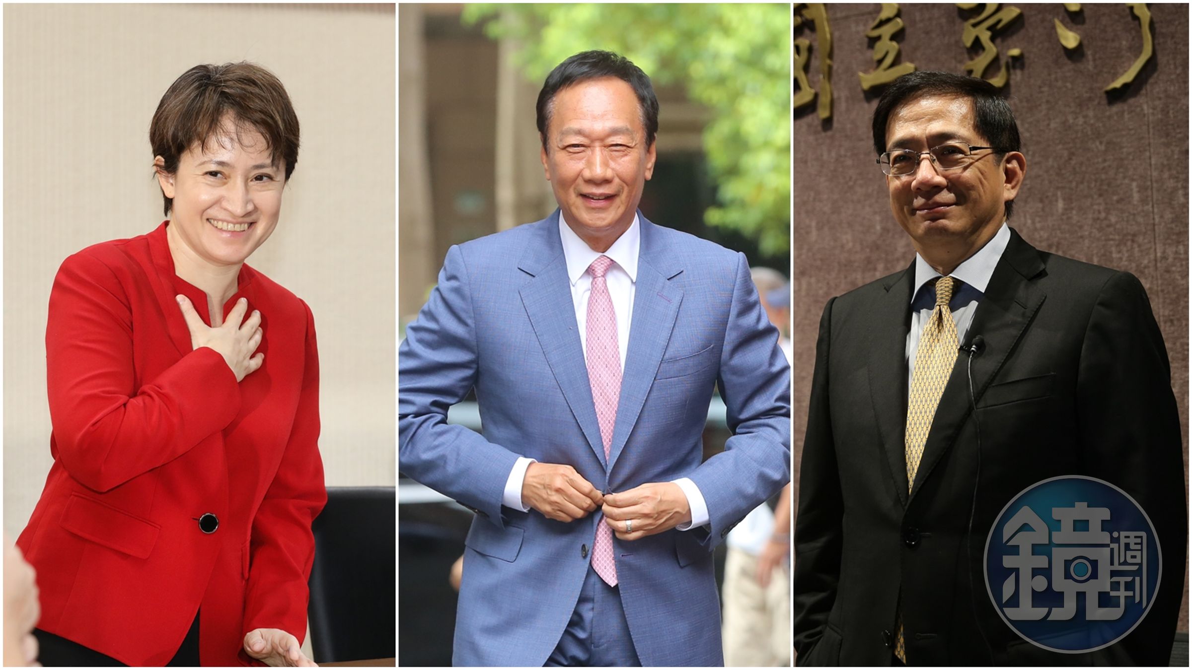 資深媒體人黃揚明今po文，提到3黨關鍵副手人選蕭美琴（左）、郭台銘（中）、管中閔（右）的名字「藏密碼」。（合成照，本刊資料照）