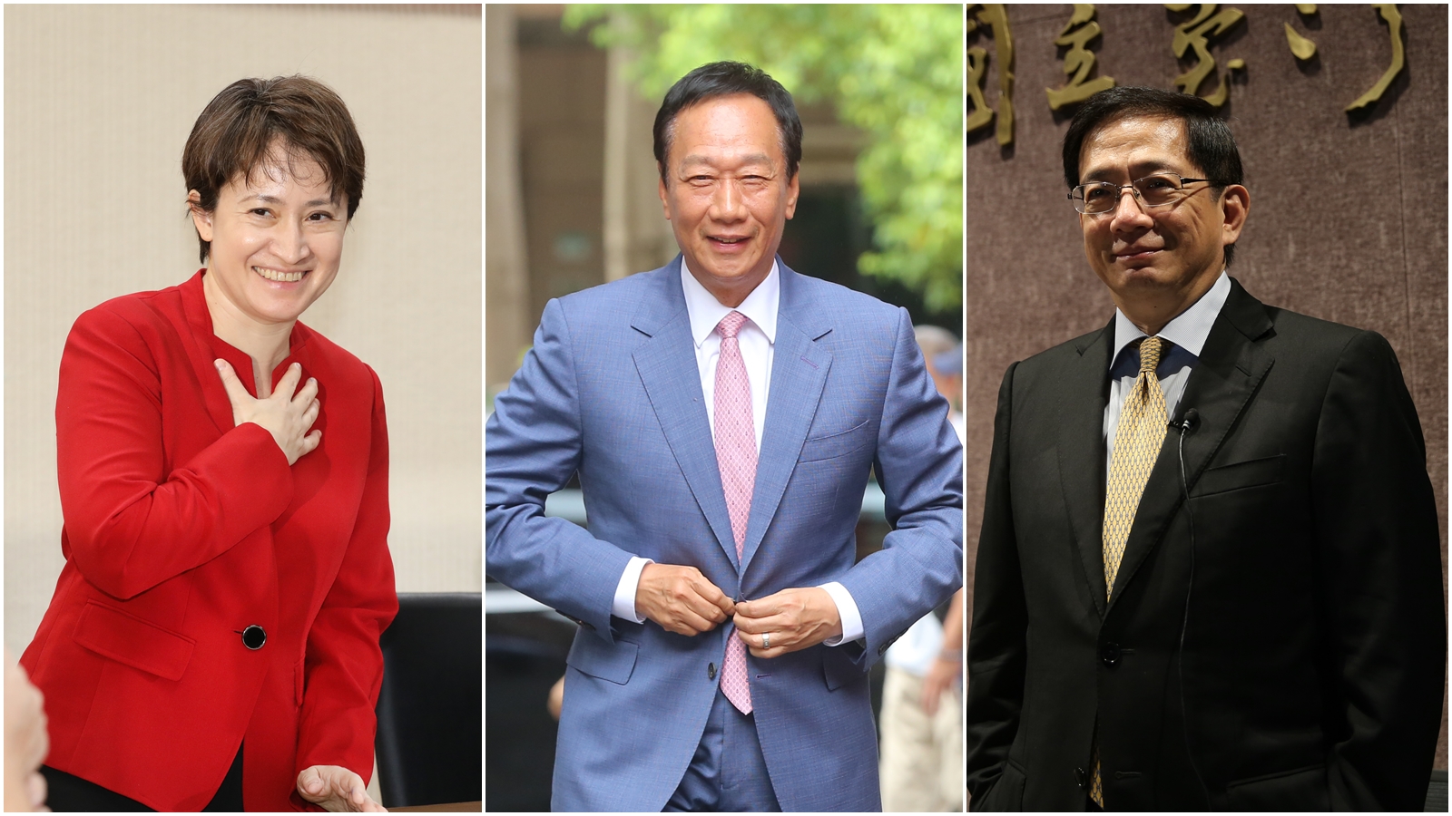 資深媒體人黃揚明今po文，提到3黨關鍵副手人選蕭美琴（左）、郭台銘（中）、管中閔（右）的名字「藏密碼」。（合成照，本刊資料照）