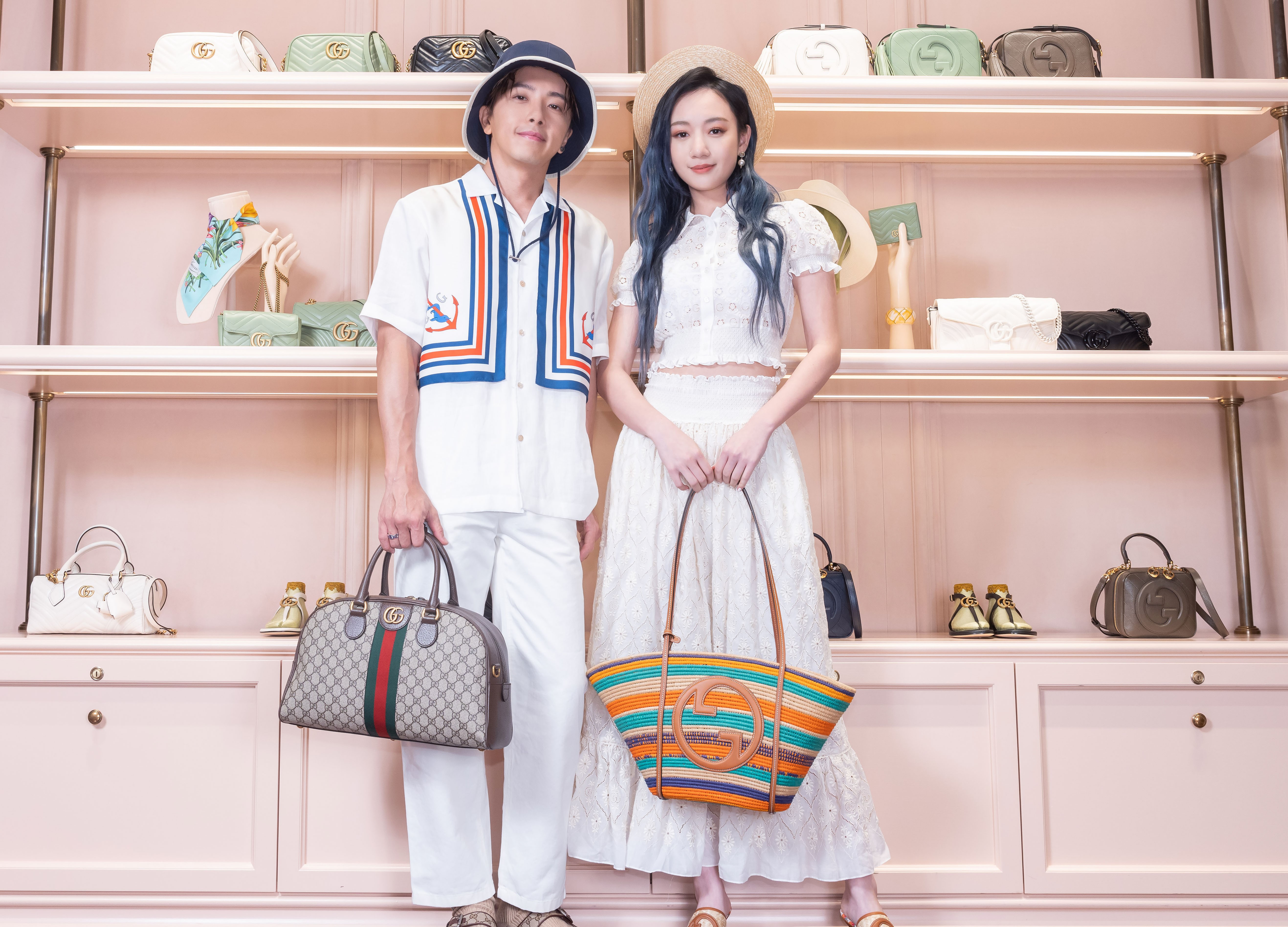 坤達（左起）、吳卓源出席GUCCI的Summer Stories系列記者會。（GUCCI提供）