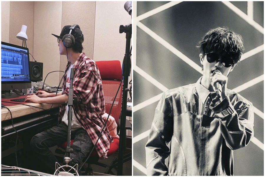 中國男歌手許嵩遭狗仔影射「睡粉選妃」，眼見事件延燒，其唱片公司今天發聲明駁斥。（翻攝自許嵩微博）