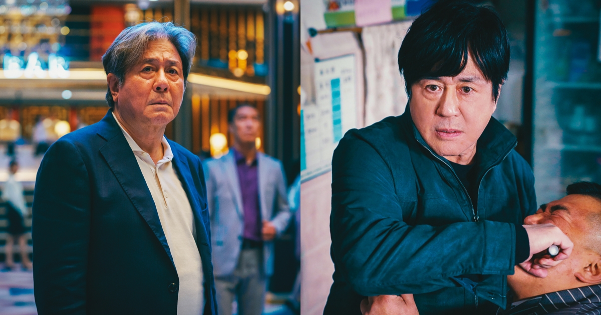 崔岷植主演韓劇《地下菁英》，從30多歲（右圖）演到老（左圖），特效團隊利用AI回春技術，後製調整出符合年齡的外型和聲音。（Disney+提供）