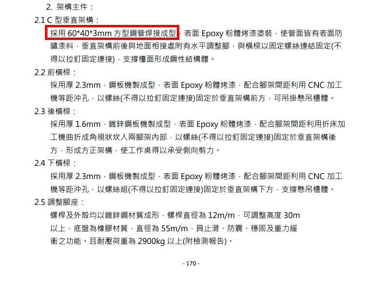 北醫要求,實驗桌桌腳的鋼管厚度至少要0.3公分。(讀者提供)