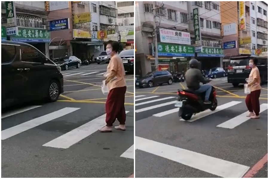 網友抱怨，台中南屯忠勇路和寶山東二街交叉口有行人想通過，都沒有汽機車禮讓，這情況竟檢舉不成。（翻攝自爆料公社公開版）