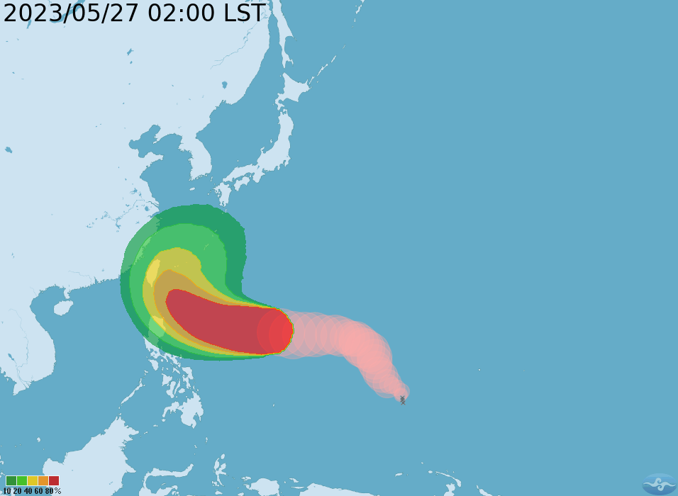強颱瑪娃是否侵台，下週一為關鍵日期。（氣象局提供）