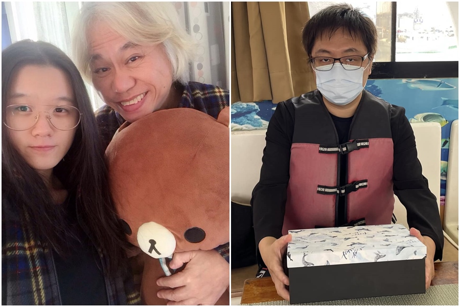 李坤城兒子李卓軒（右圖）控訴林靖恩在父親海葬日神隱，不願送李坤城最後一程。（翻攝自林靖恩、李坤城臉書）