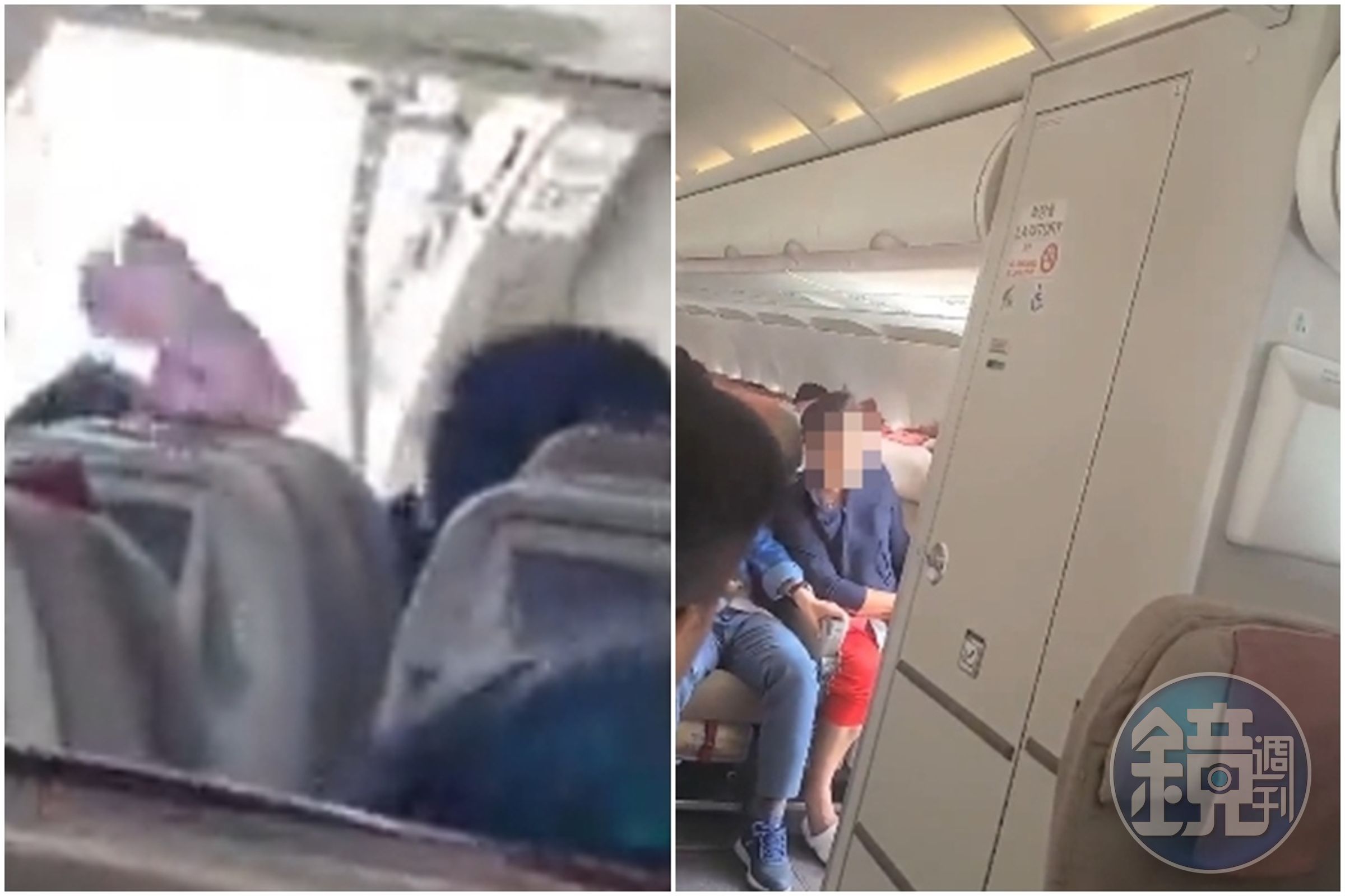 韓亞航空26日一架從濟州飛往大邱的航班上，一名男子在降落前突然在空中開啟艙門。（翻攝推特）