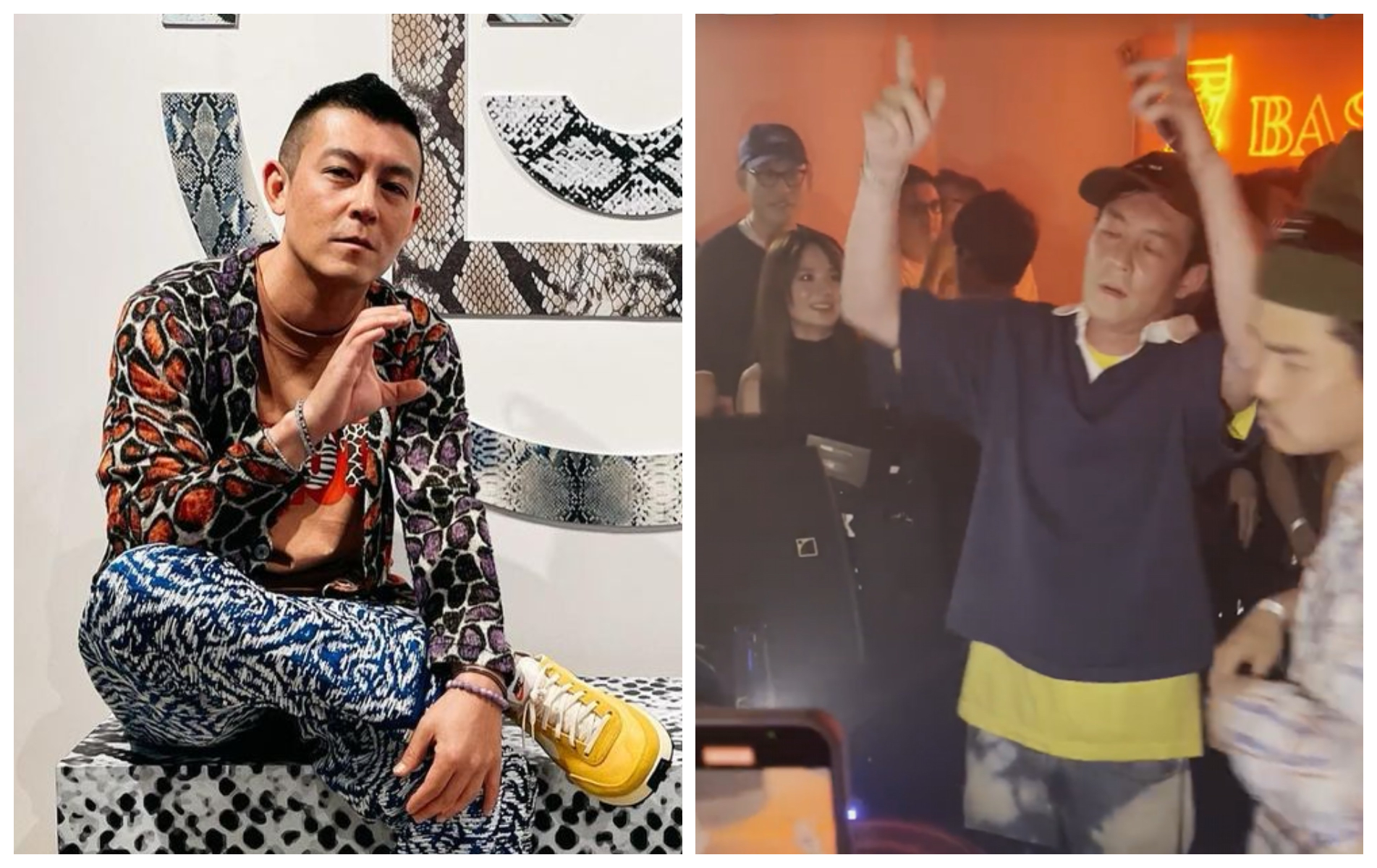 陳冠希近日被拍到在夜店狂歡（右圖）。（翻攝陳冠希IG、小紅書）