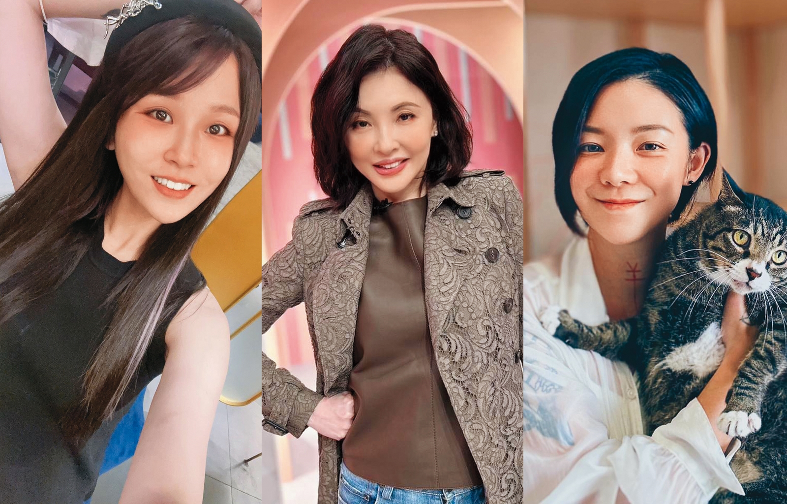 不少藝界女子離婚選擇淨身出戶，左起為丟丟妹、何如芸、歐陽靖。（合成圖，翻攝IG）