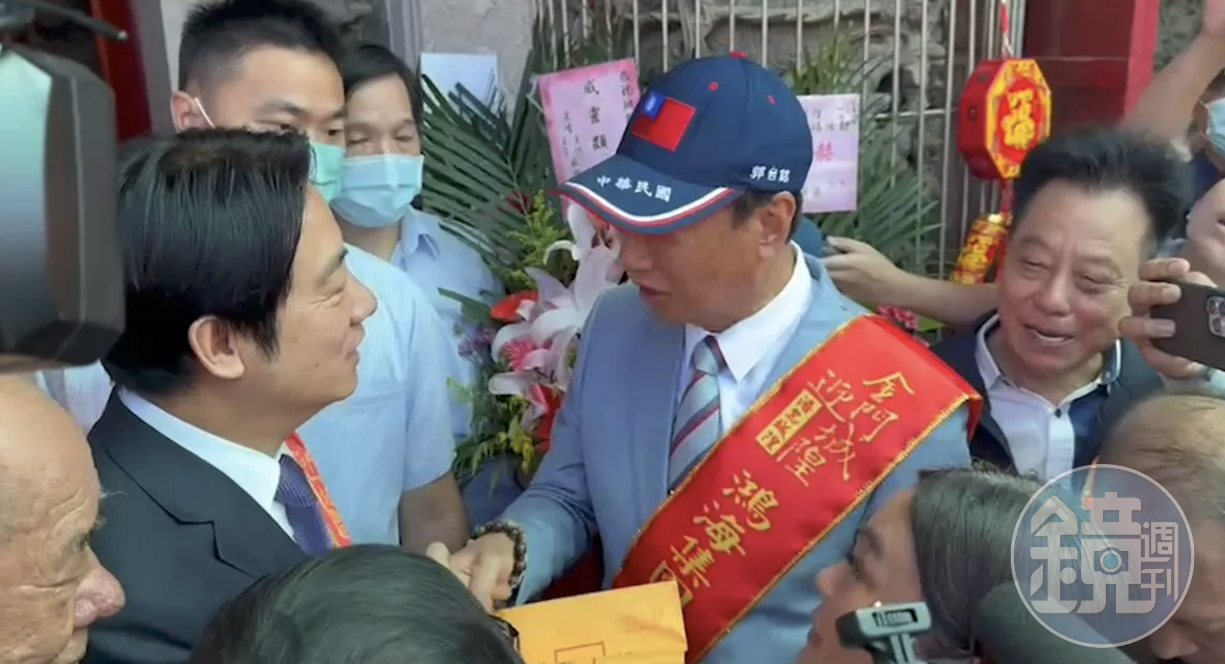 郭台銘與賴清德在金門見面。（郭辦提供）