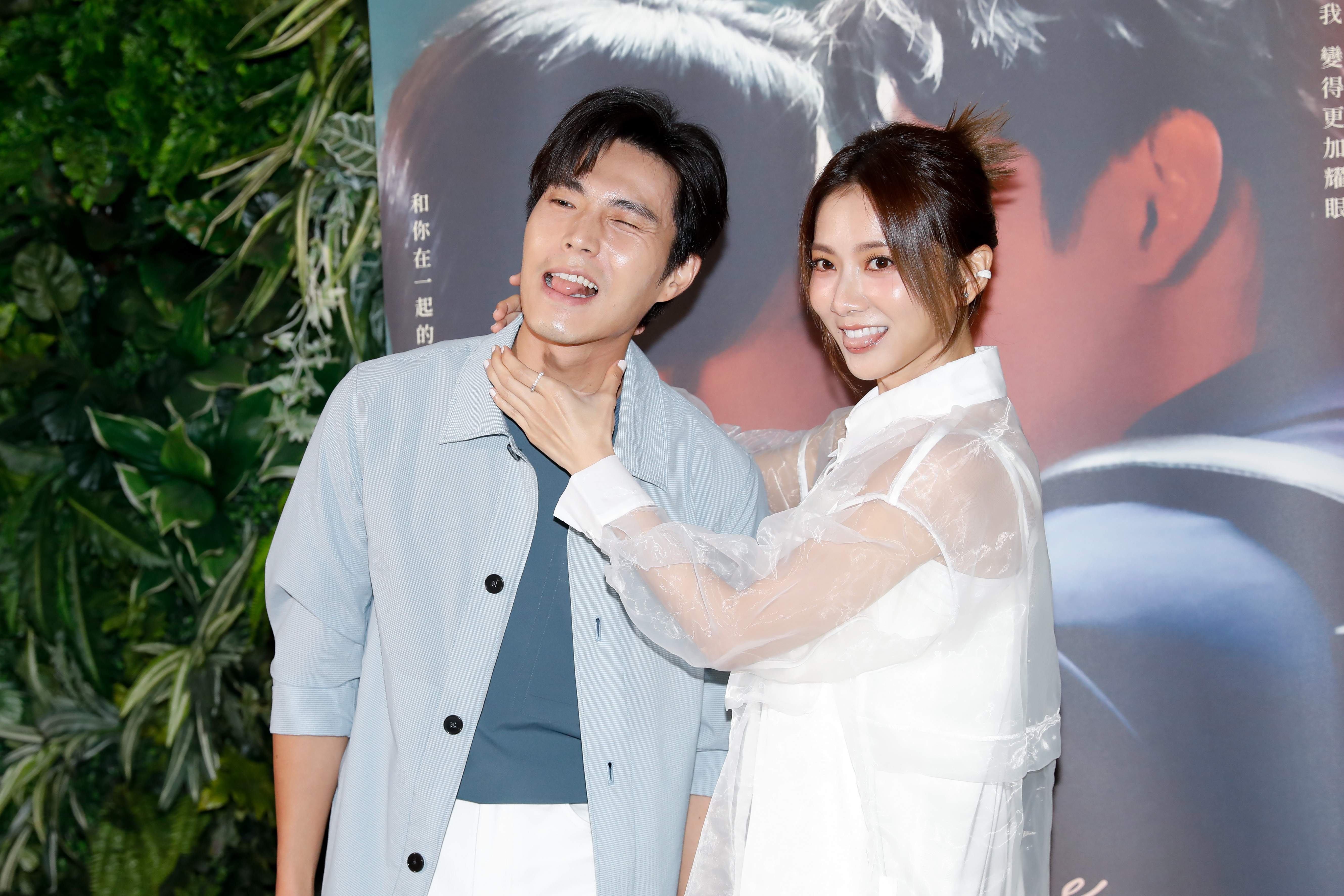 豆花妹（蔡黃汝）和唐振剛今為新戲《因為你如此耀眼》宣傳造勢。