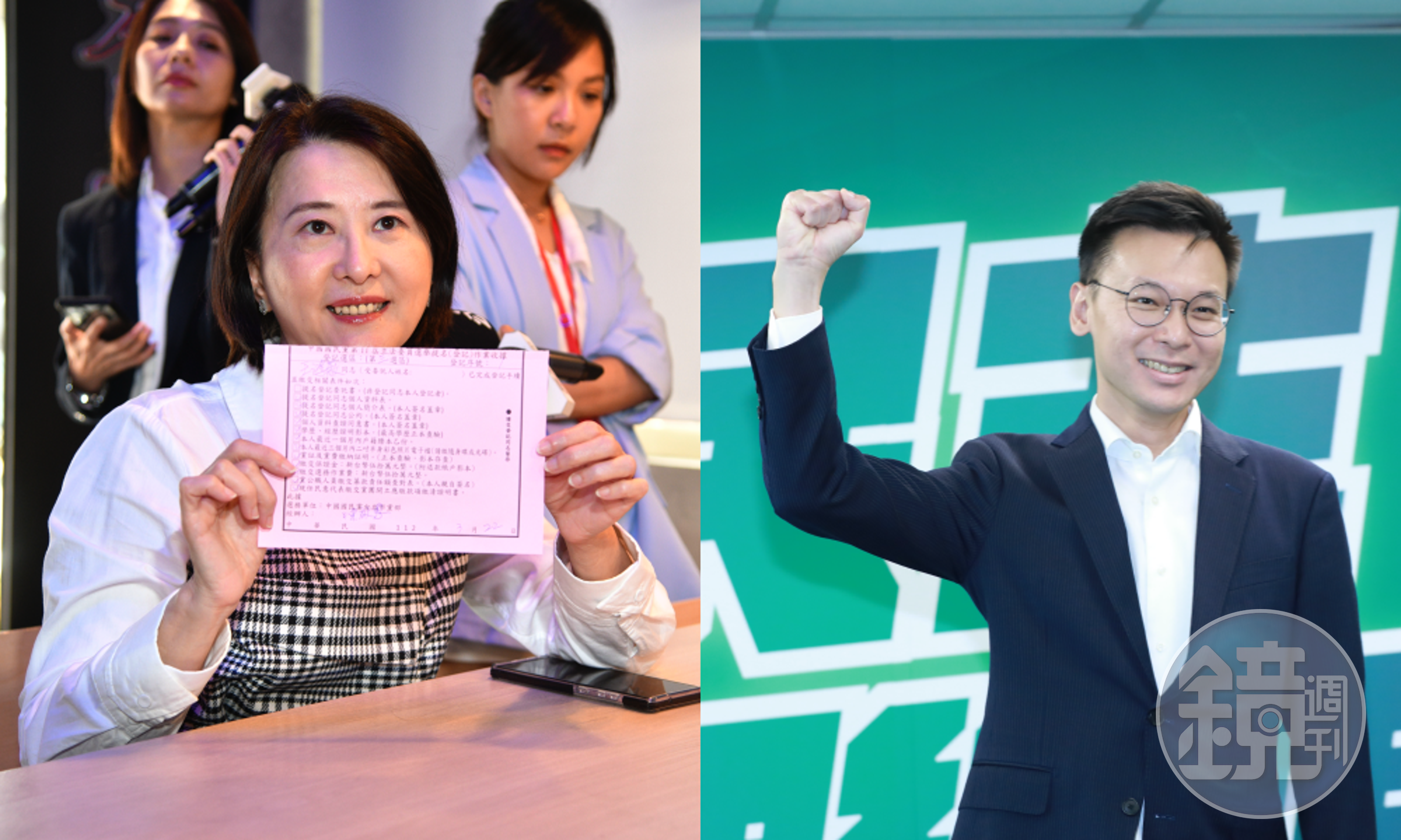 現任台北市第3選區(中山、北松山)立委王鴻薇(左)日前領表登記參選拚連任,對手將有民進黨推派的林飛帆(右)。