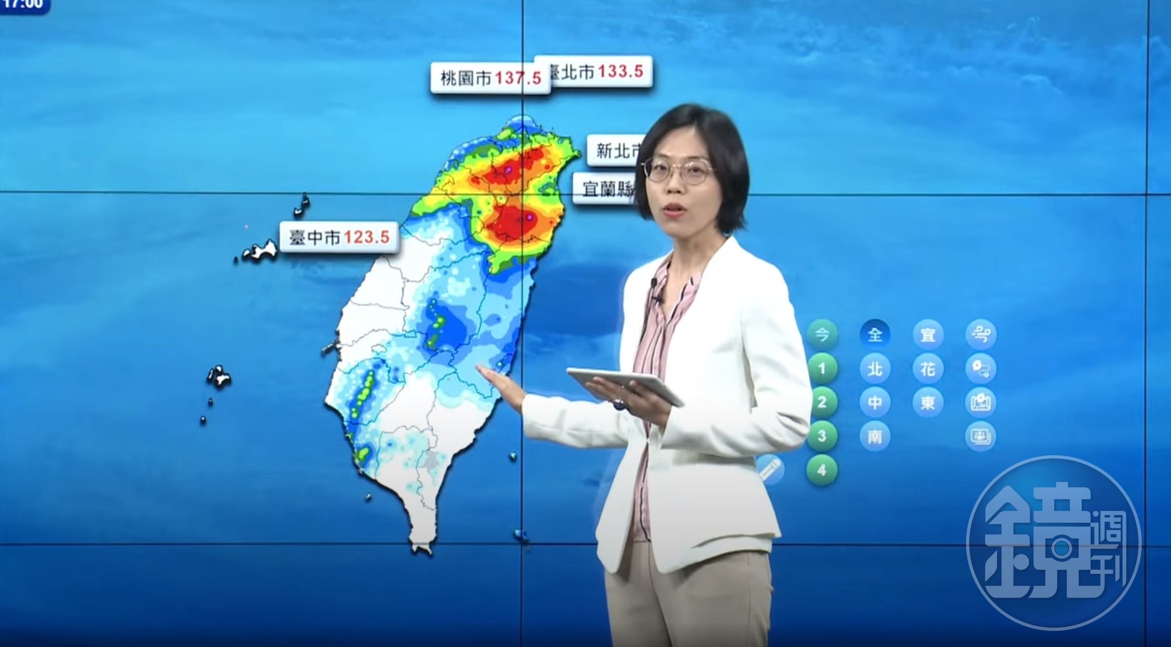 中央氣象局預報員謝佩芸說明天氣狀況。（翻攝自CWB氣象局YouTube）