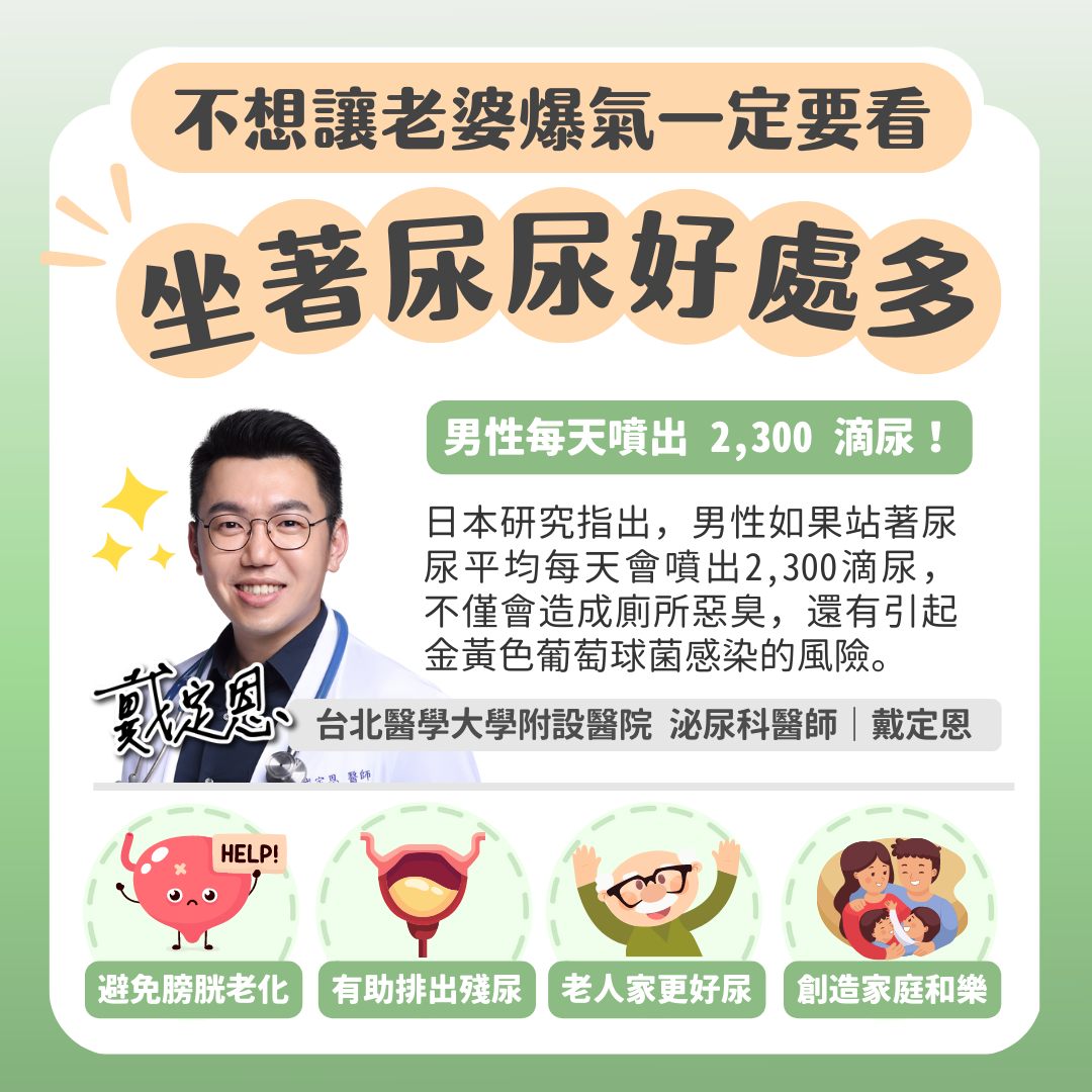泌尿科戴定恩也曾指出4大男性「坐著尿尿」的好處。（翻攝臉書）