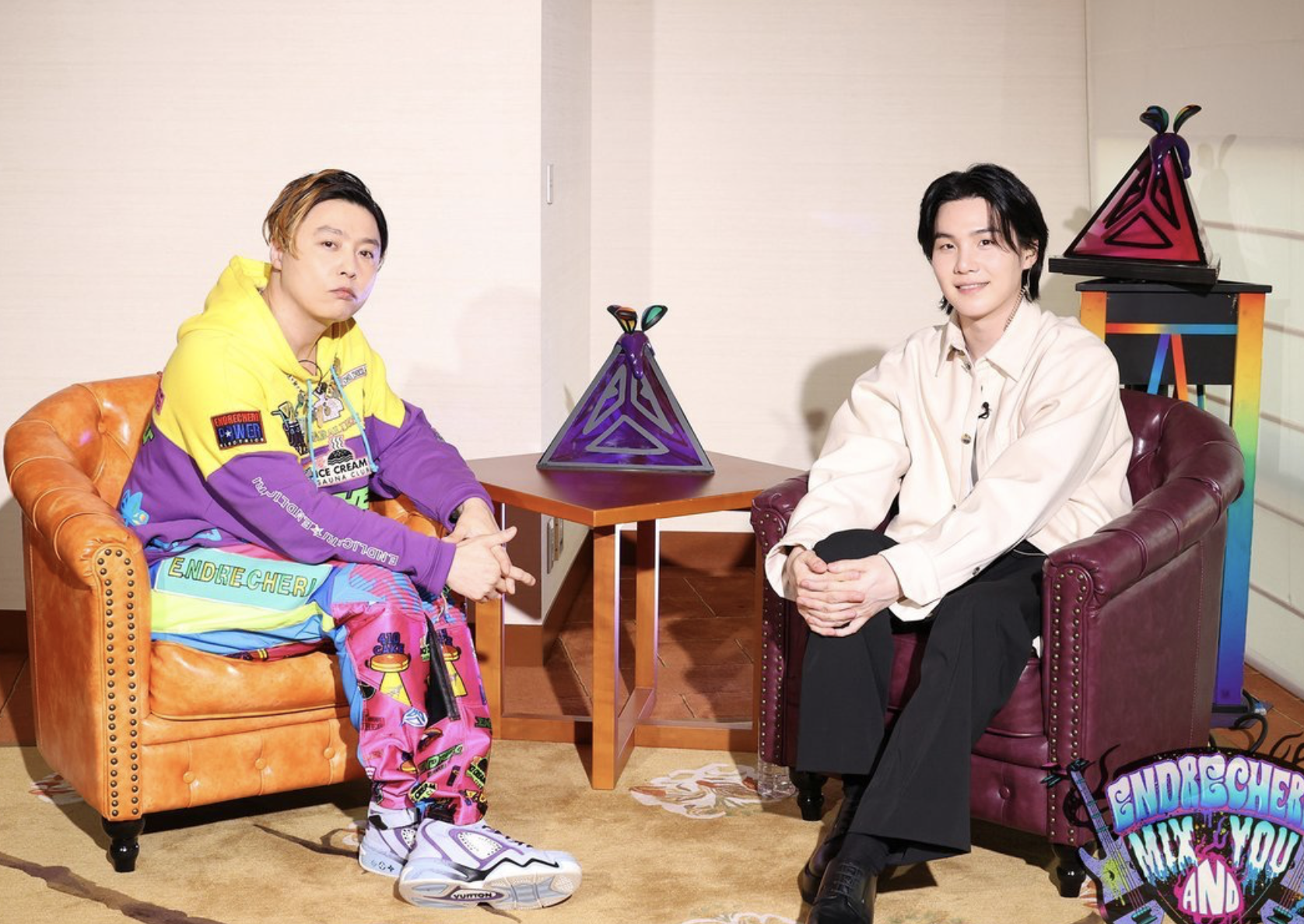 傑尼斯偶像KinKi Kids成員堂本剛將與防彈少年團成員SUGA閔玧其對談。（翻攝ENDRECHERI MIX AND YOU推特）