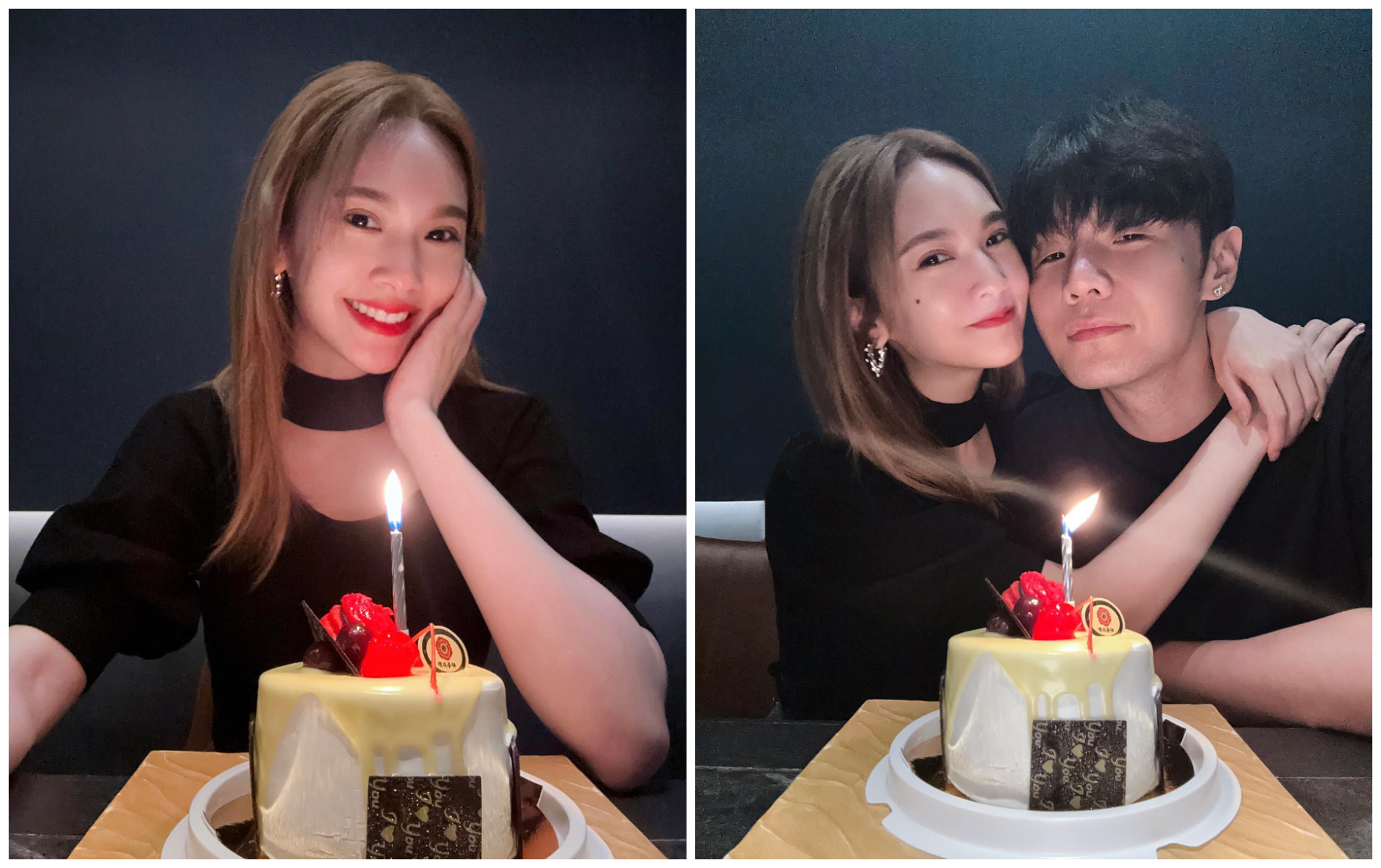 楊丞琳提前慶生，貼出與老公李榮浩的合照。（翻攝楊丞琳臉書）