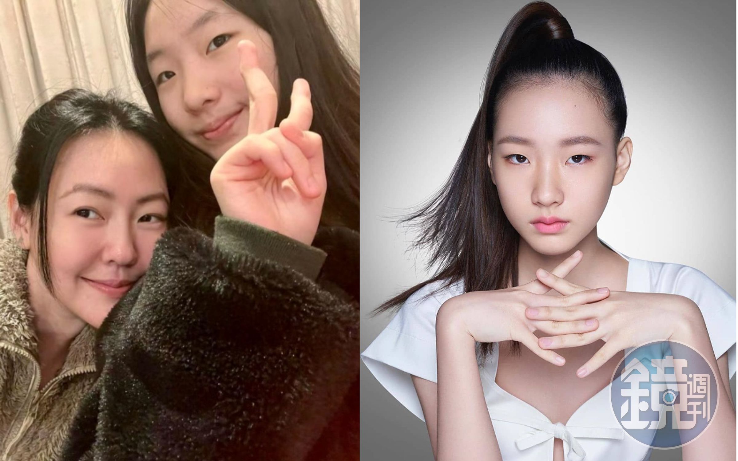 小S(左圖左)的大女兒Elly(左圖右、右圖)14歲就成為寵愛之名亞洲區代言人。(翻攝自小S臉書、寵愛之名提供)