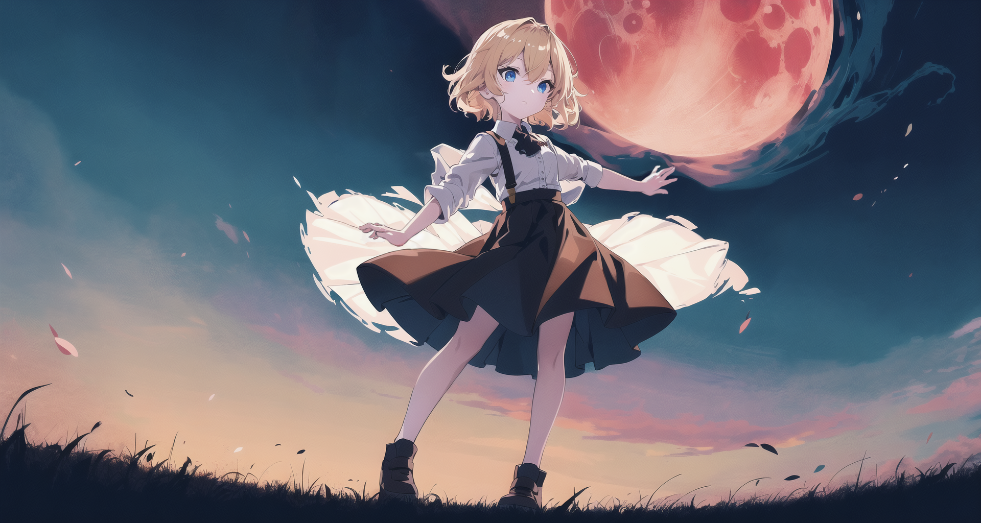 《赤月下的雙子》由AI輔助繪製。（銀展創藝提供）