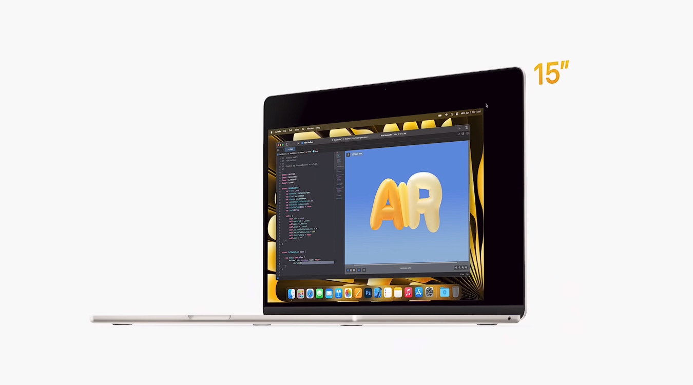 WWDC 2023推出15吋的MacBook Air。(翻攝自Apple)