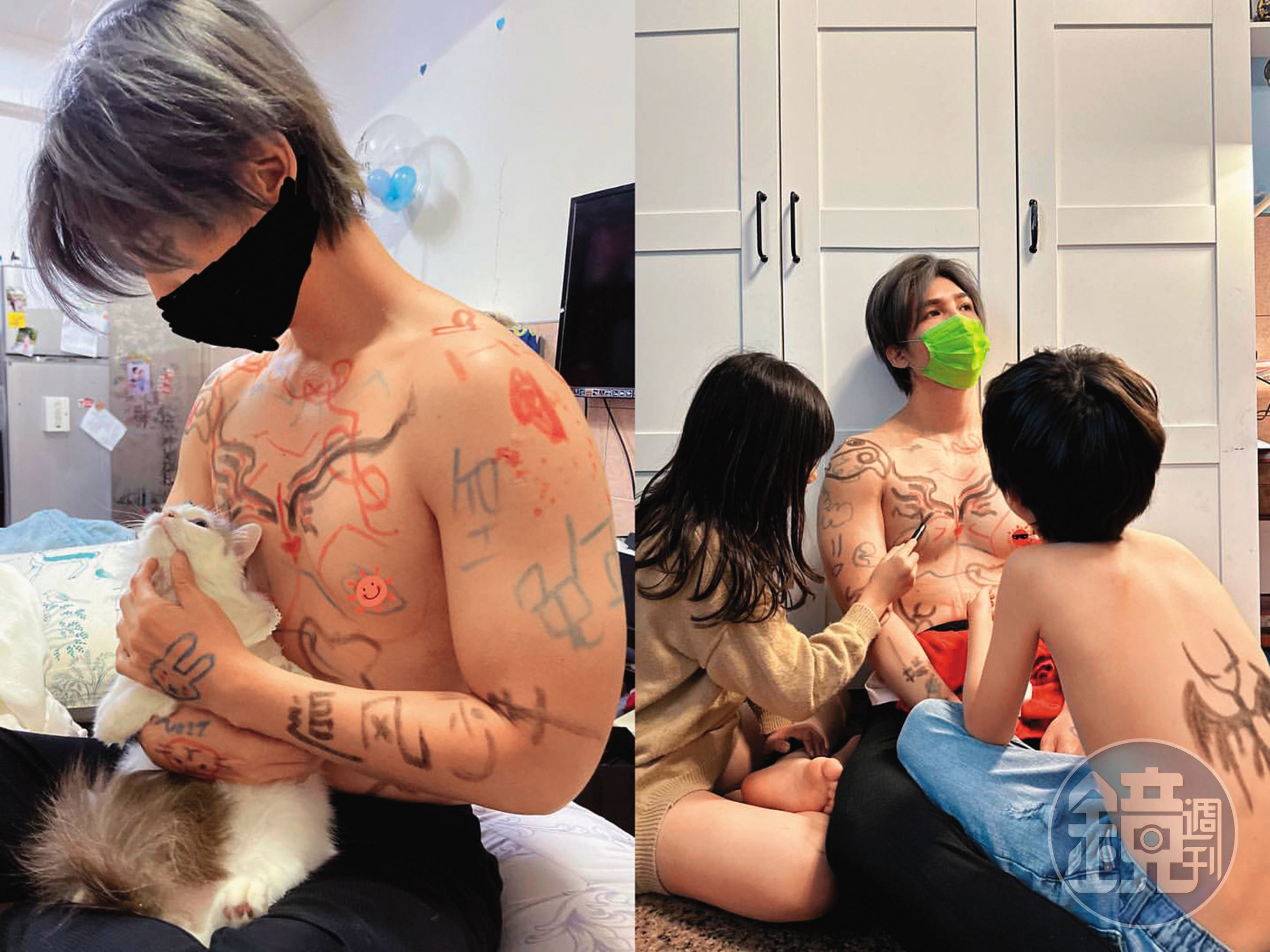 口罩男正和樂兒協議離婚中,目前獨自照顧一對兒女。(翻攝自口罩男IG)