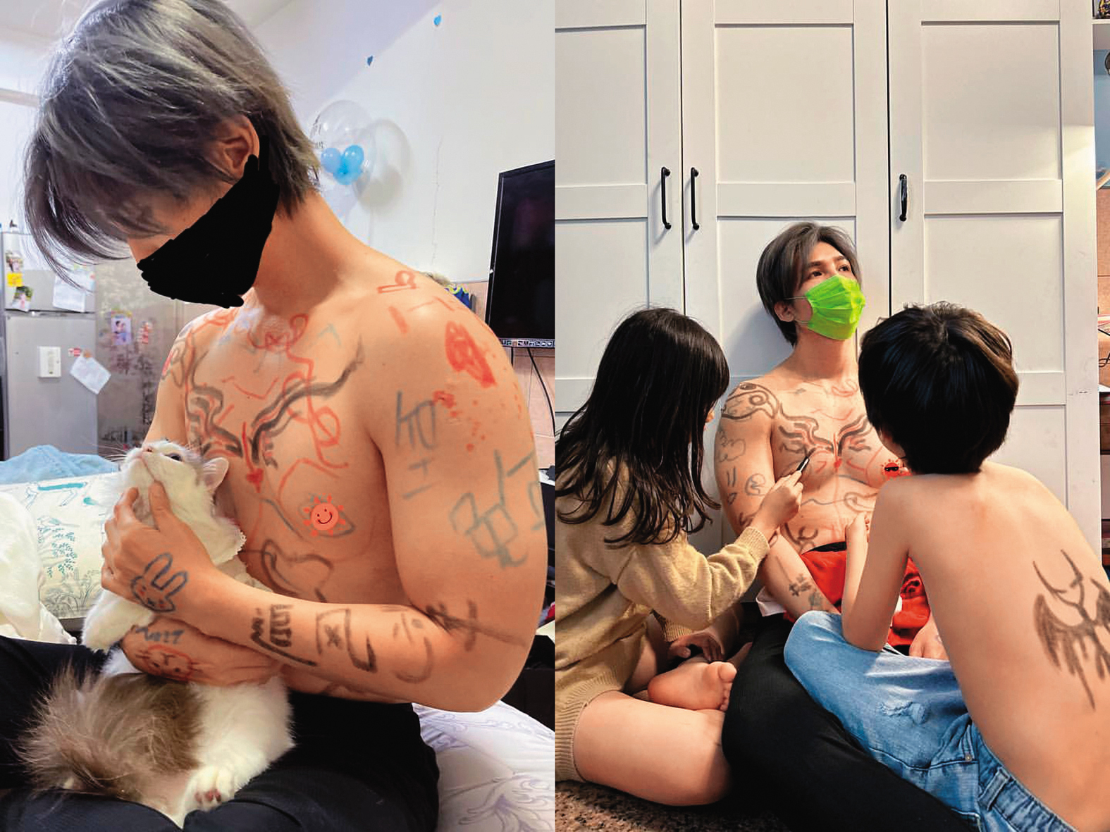 口罩男正和樂兒協議離婚中，目前獨自照顧一對兒女。（翻攝自口罩男IG）