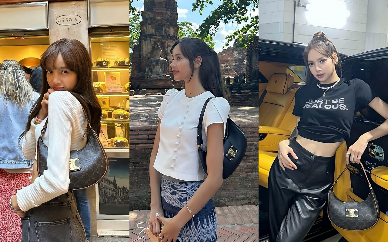 LISA無論身處哪一個國度，身穿什麼類型服裝，都稱職詮釋CELINE AVA TRIOMPHE手袋的百搭。（CELINE提供）