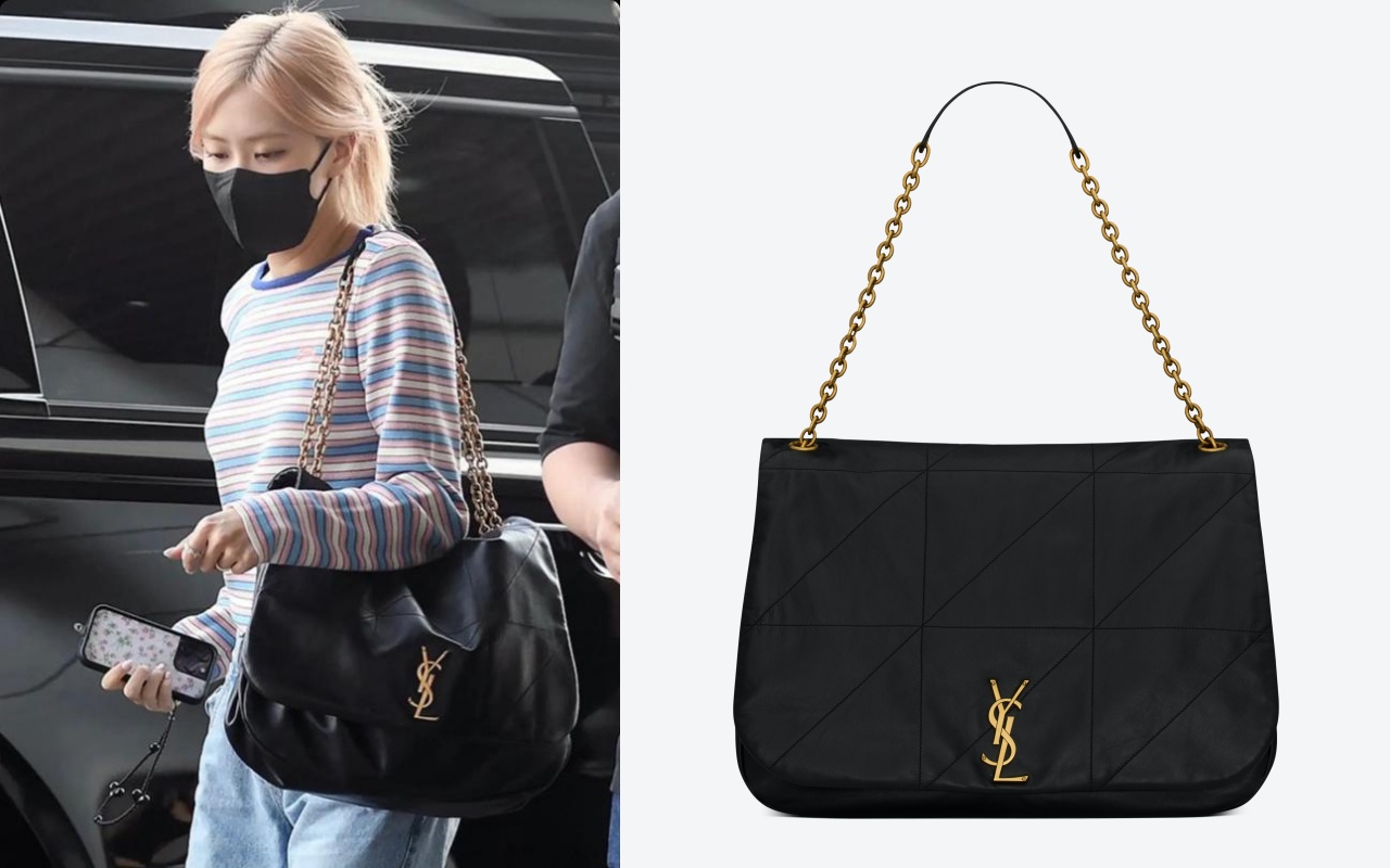 朴彩英Rosé以非常隨性的穿著詮釋JAMIE 4.3鏈條手袋。（SAINT LAURENT提供）