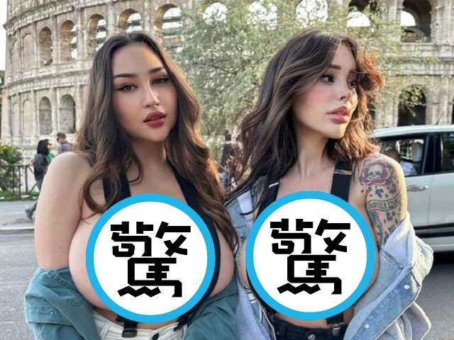 女模再露「一帶巨乳」，這次壓境羅馬競技場！「持之以恒學歷史」被網友罵爆。（翻自IG）
