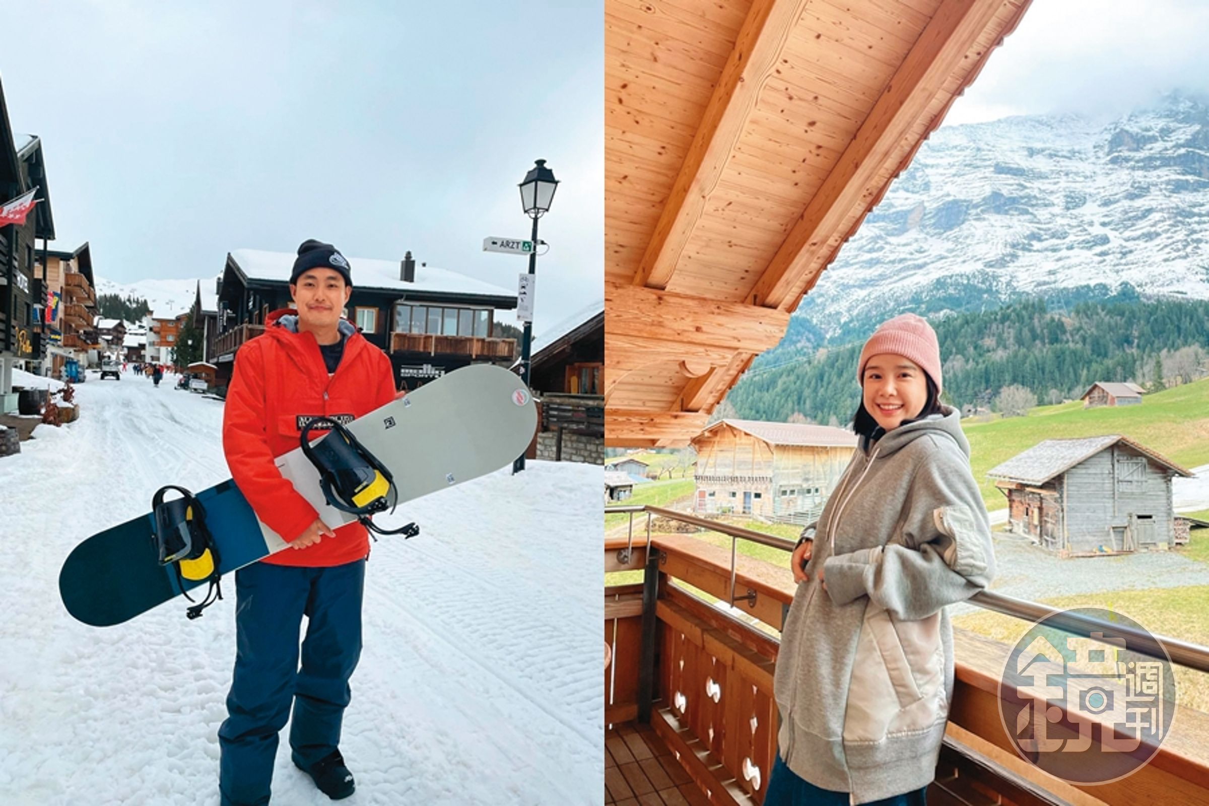 今年3月,楊子力(左圖)帶著李佳穎(右圖)到瑞士旅遊滑雪。(翻攝自liliyoyoyo、李佳穎IG)