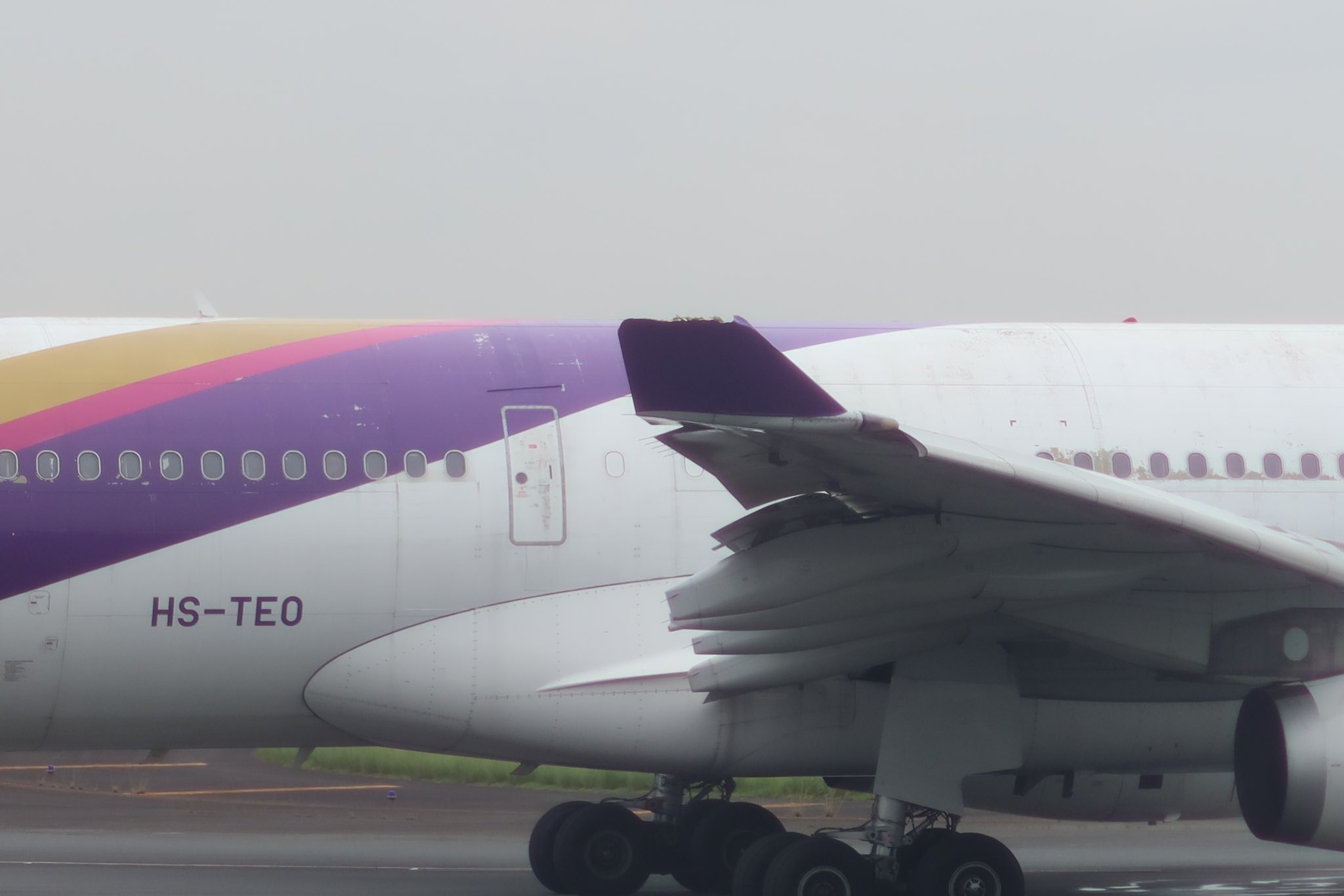 長榮航空班機上午在羽田機場，遭泰航班機觸碰，目前正配合日方調查中。（翻攝自推特）