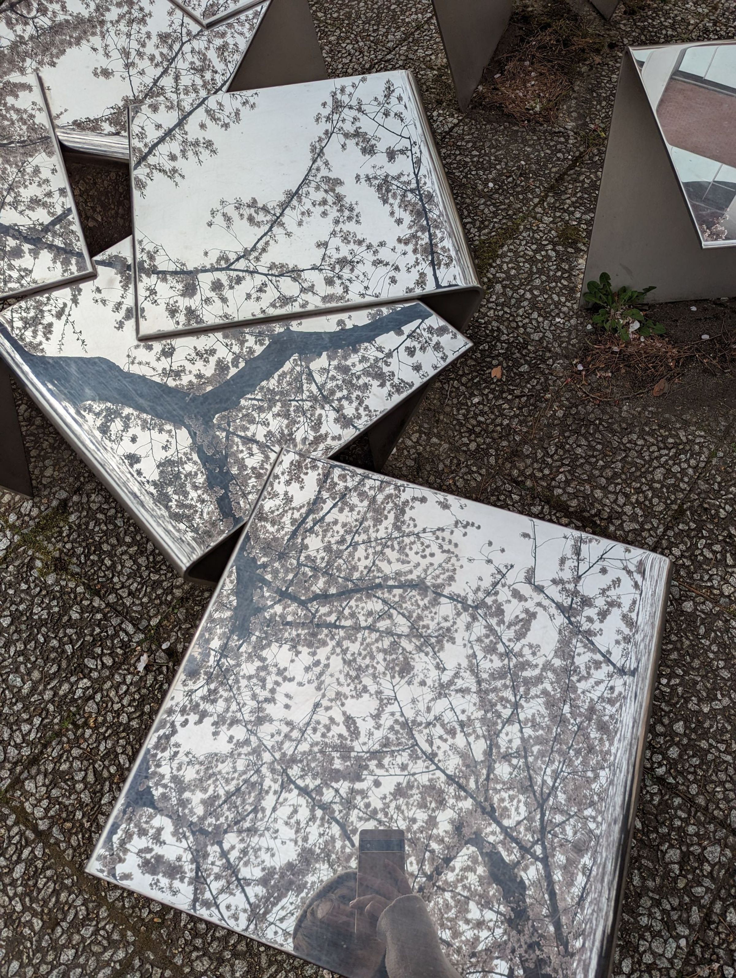 富士山建築師工作室作品《in flakes》是一張會反射季節美景的長椅。