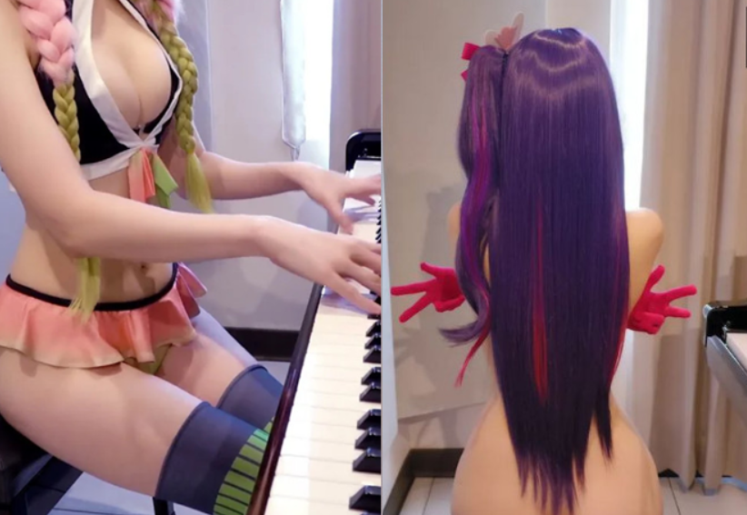 網友認為鋼琴YouTuber「Pan Piano」為衝點閱率而大膽裸露。（翻攝IG@panpianoatelier）