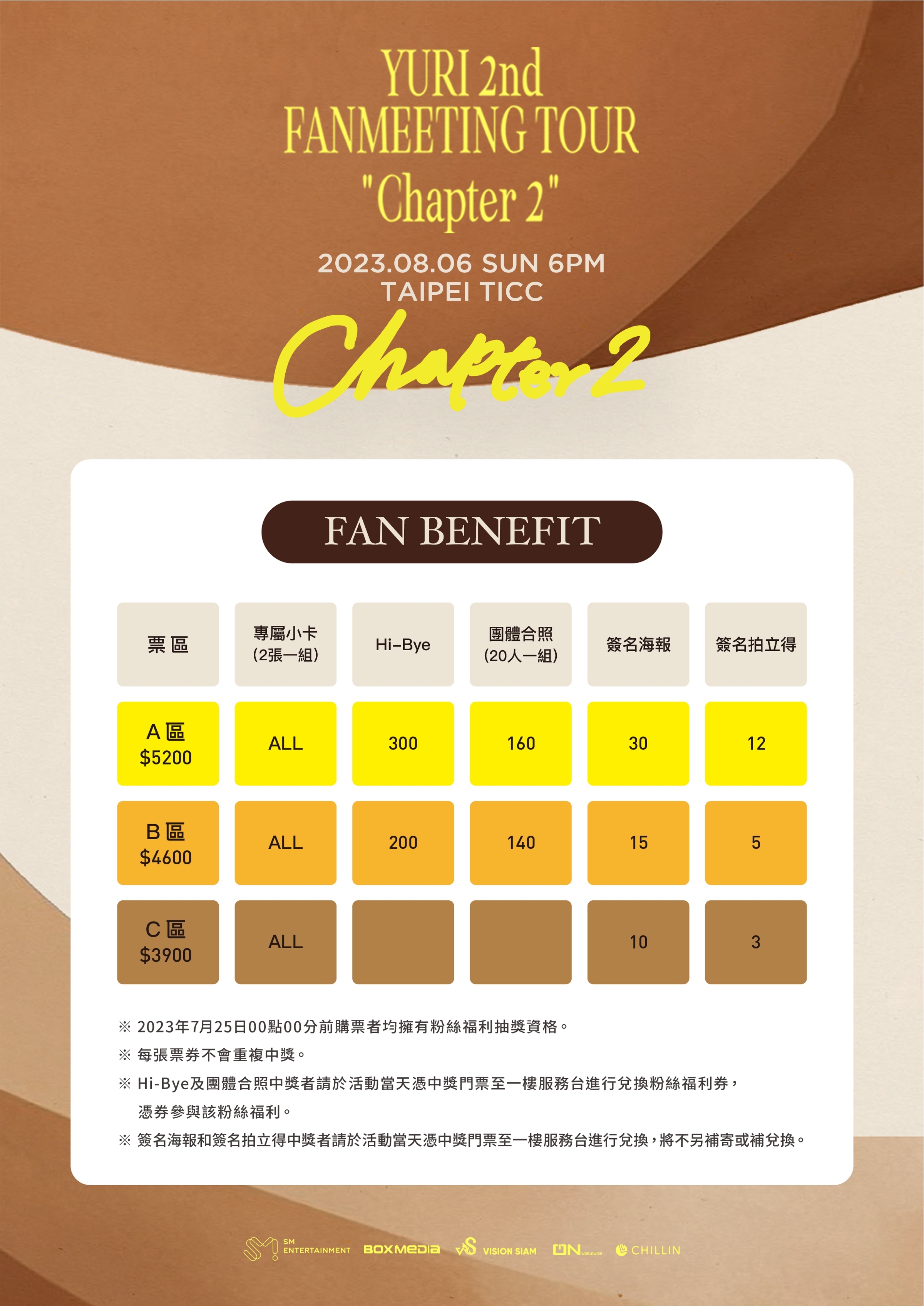 「YURI 2nd Fanmeeting Tour 'Chapter 2' in Taipei」福利圖。（VISION SIAM COMPANY  ／希林國際 Chillin International 提供）