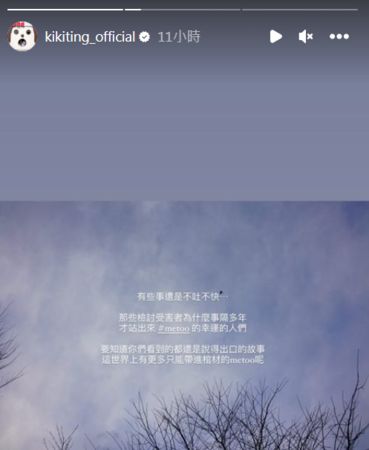 丁文琪發文很多都關家庭,然而最近她也透露了對me too受害者的不捨。(翻攝自丁文琪IG)
