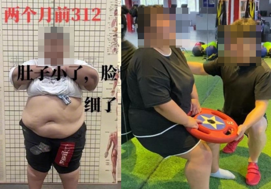網紅翠花立志減肥100公斤，參加高強度減肥營訓練。（翻攝微博）