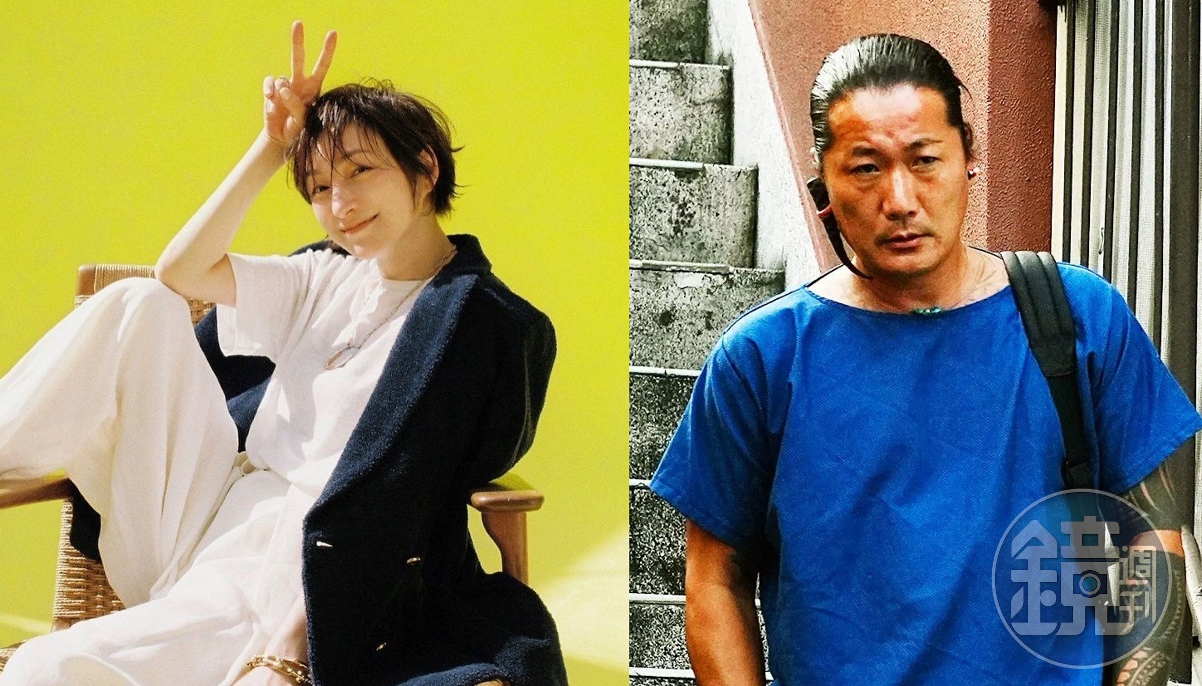 廣末涼子（左）與藝術家Candle JUN婚後生下一兒一女，如今卻爆出不倫，昨Candle JUN（右圖）被拍到出現在小王鳥羽周作的餐廳附近。（左圖翻攝自廣末涼子經紀人Instagram，右圖翻攝自日本體育報）