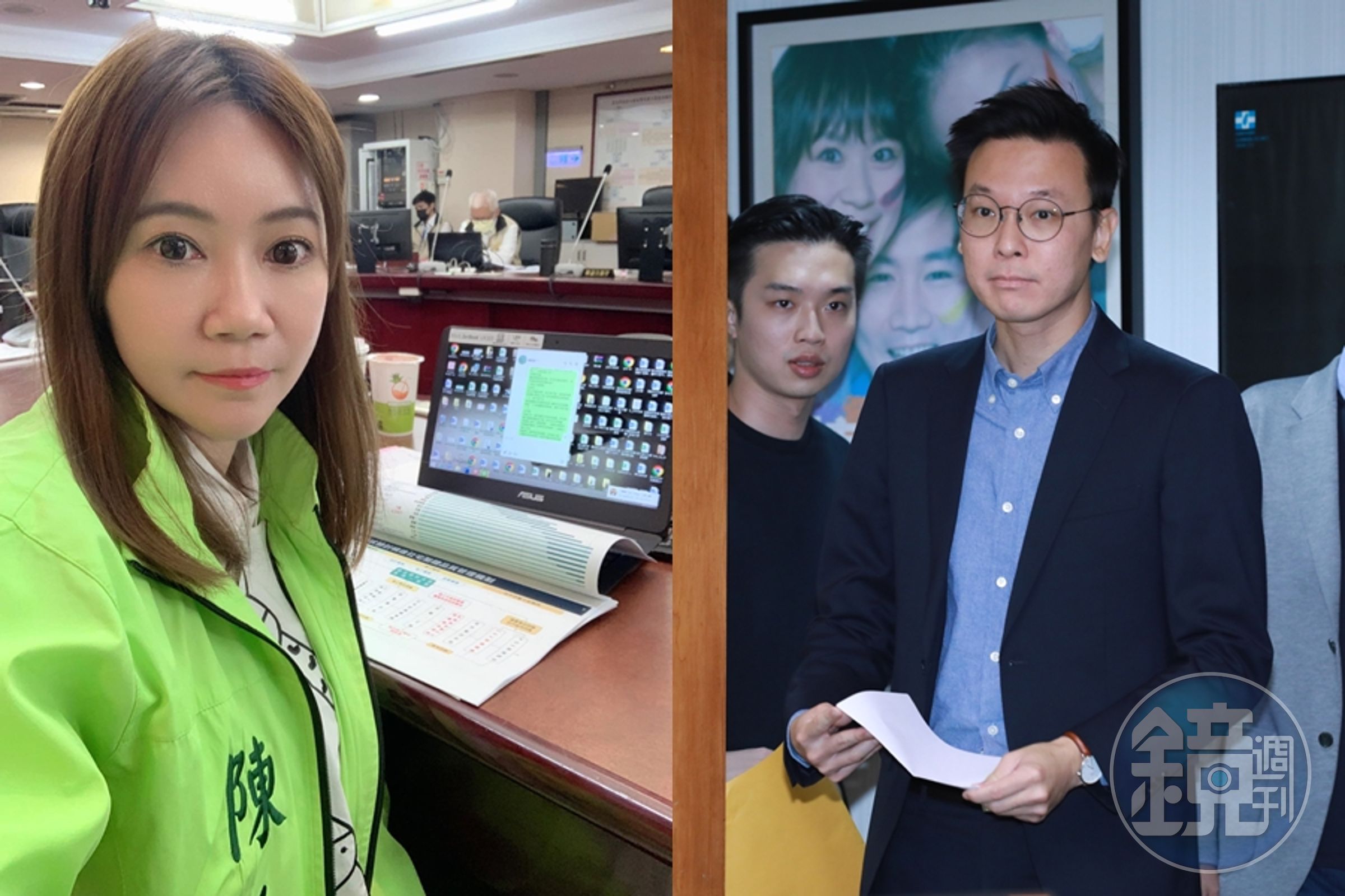 民進黨台北市議員陳怡君（左）表態願意接替林飛帆（右）的位置競選2024立委。（翻攝自中山大同陳怡君臉書、本刊資料照）
