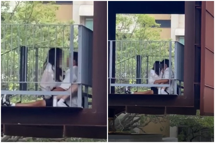 新竹市府後地下停車場，地上建築上演活春宮，學生情侶激戰過程被拍下。（翻攝自記者新聞網）