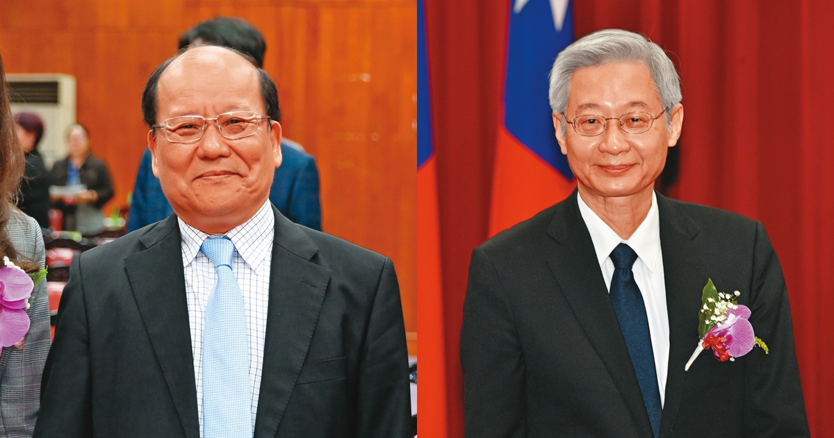 懲戒法院院長李伯道（左）是目前遭控性騷擾的最高階政府官員，卻獲包庇稱病提早退休；林輝煌（右）4月21日勸退李伯道後，6月1日接任李伯道的懲戒法院院長遺缺。