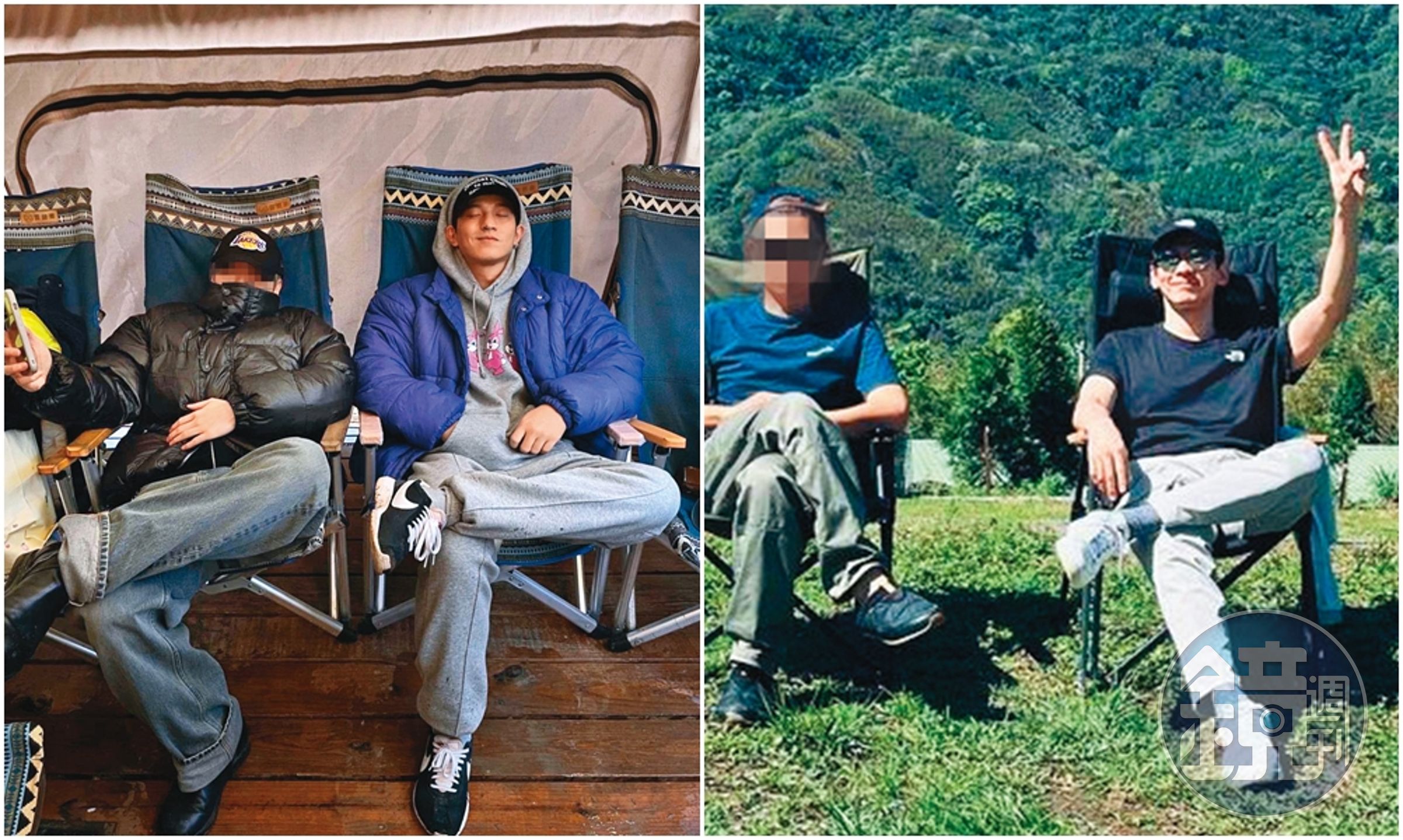 林柏宏(右圖右)和友人(左圖右)都喜歡大自然,不約而同在社群分享露營實況。(翻攝自林柏宏IG、Chuck IG)