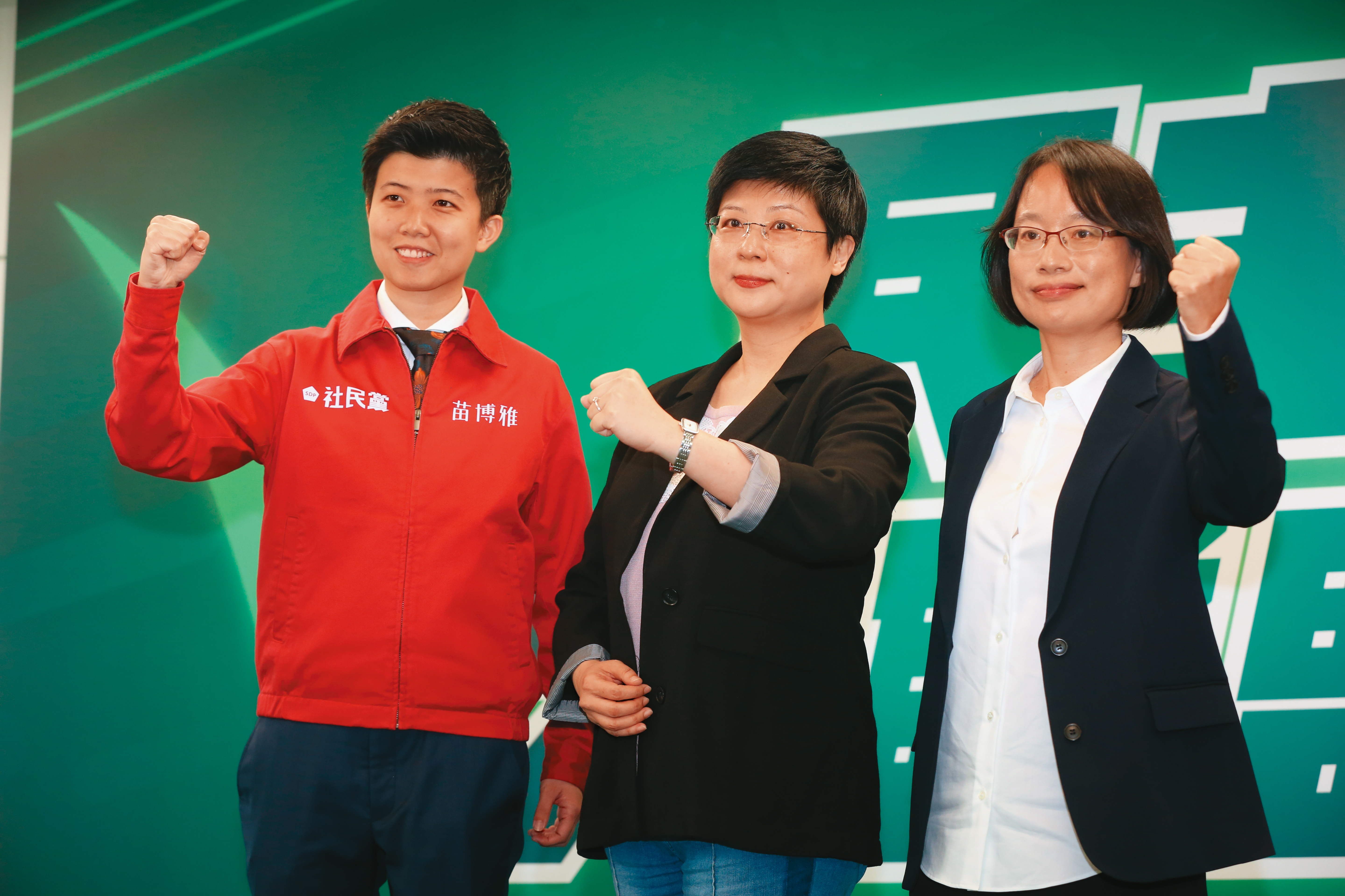 「民主大聯盟」的幾位戰友，也被認為是賴清德能接觸更多異溫層的機會。左起為苗博雅、林志潔、吳音寧。